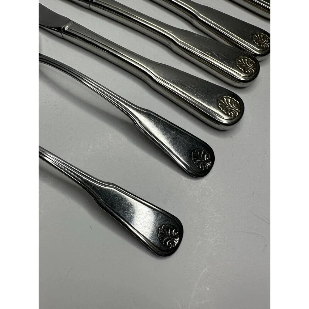 WM A Rogers Deluxe Fiddle Shell‎ Stainless Flatware Replacement 7 PC Knife Spoon